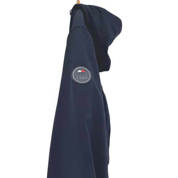 Tommy Hilfiger Navy Blue Softshelll Hooded Bomber Jacket Nautical Sailor Classic - Picture 4 of 10